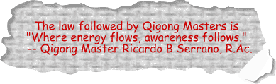 The law followed by Qigong Masters is Where energy flows, awareness follows